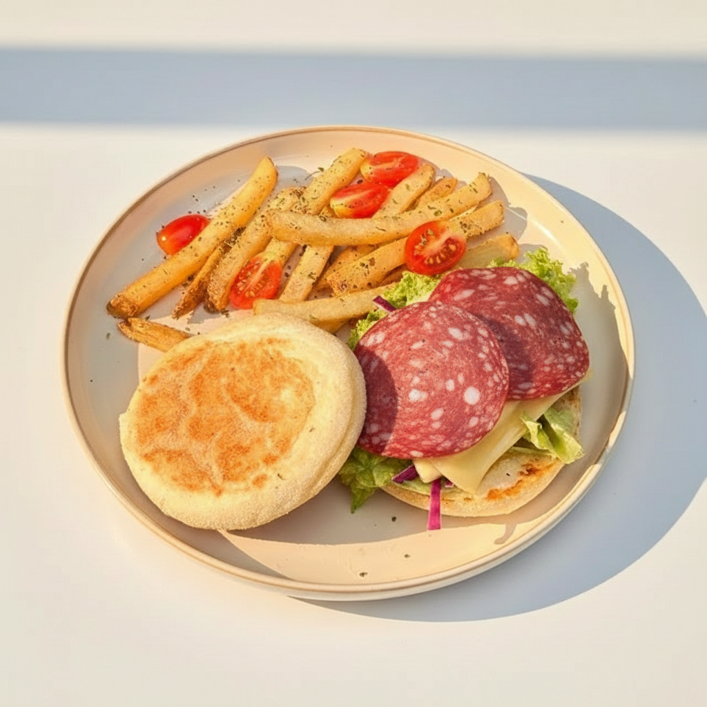 Farmer's Beef Salami English muffin meal | 牛肉萨拉米英式麦芬早餐